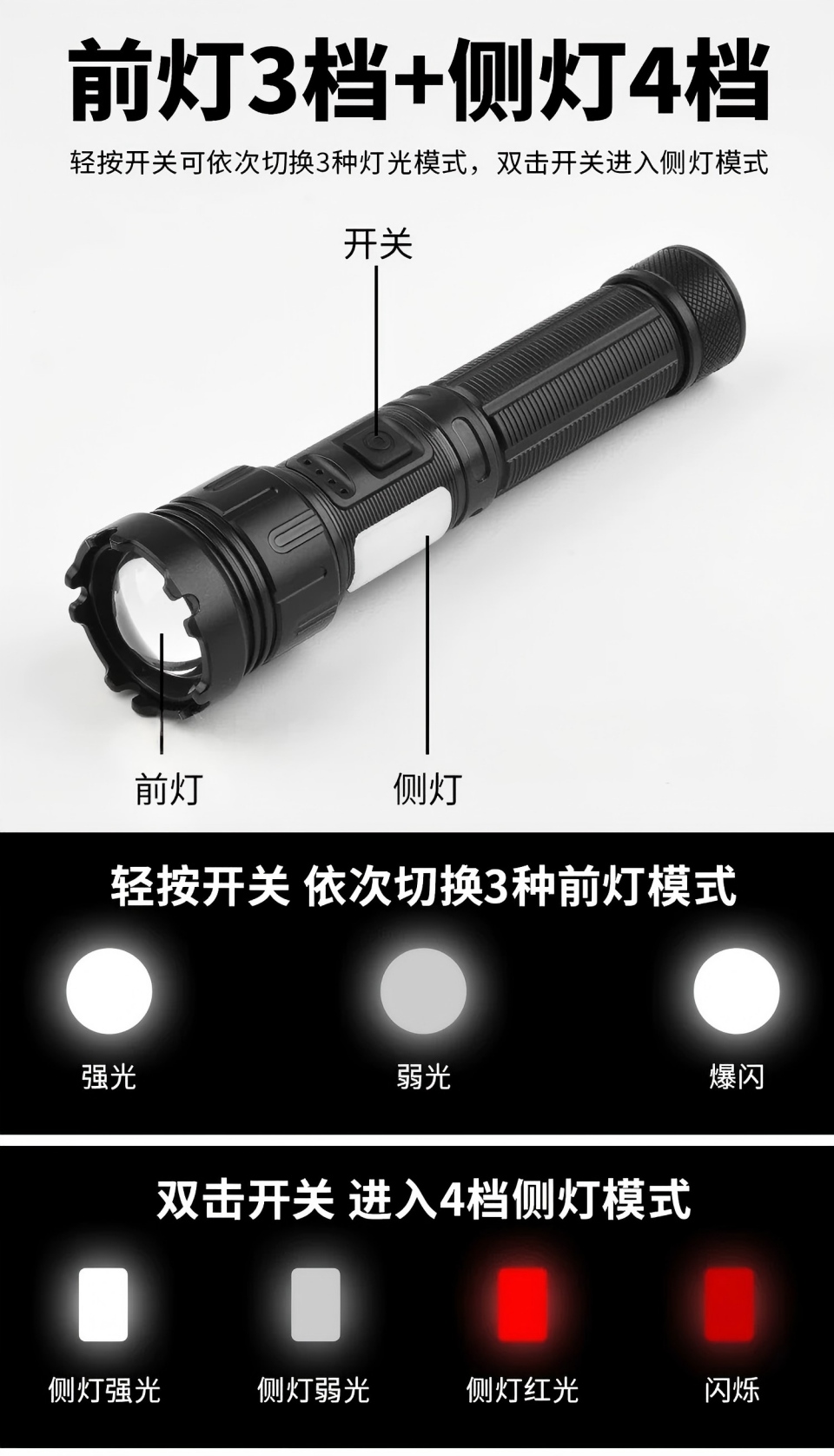 超低温强光手电筒7档调节
